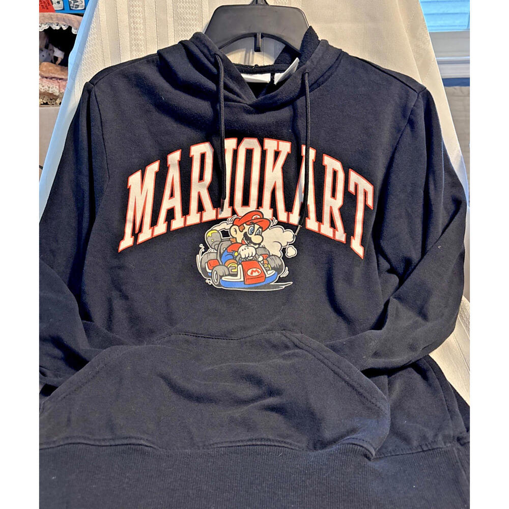 Nintendo Super Mario MarioKart Black Pullover Hoodie Size S 2021